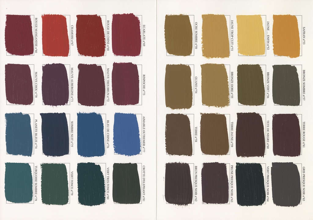 Diptych color chart with 32 more intense colors